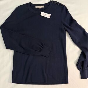 LOFT Dark Blue Sweater with Shoulder Buttons